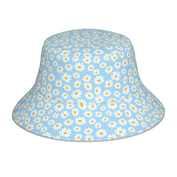 Kll Floral Daisy Bucket Hat for Women Men Packable Travel Beach Sun Hat Outdoor Rave Accessories Reflective Fisherman Cap