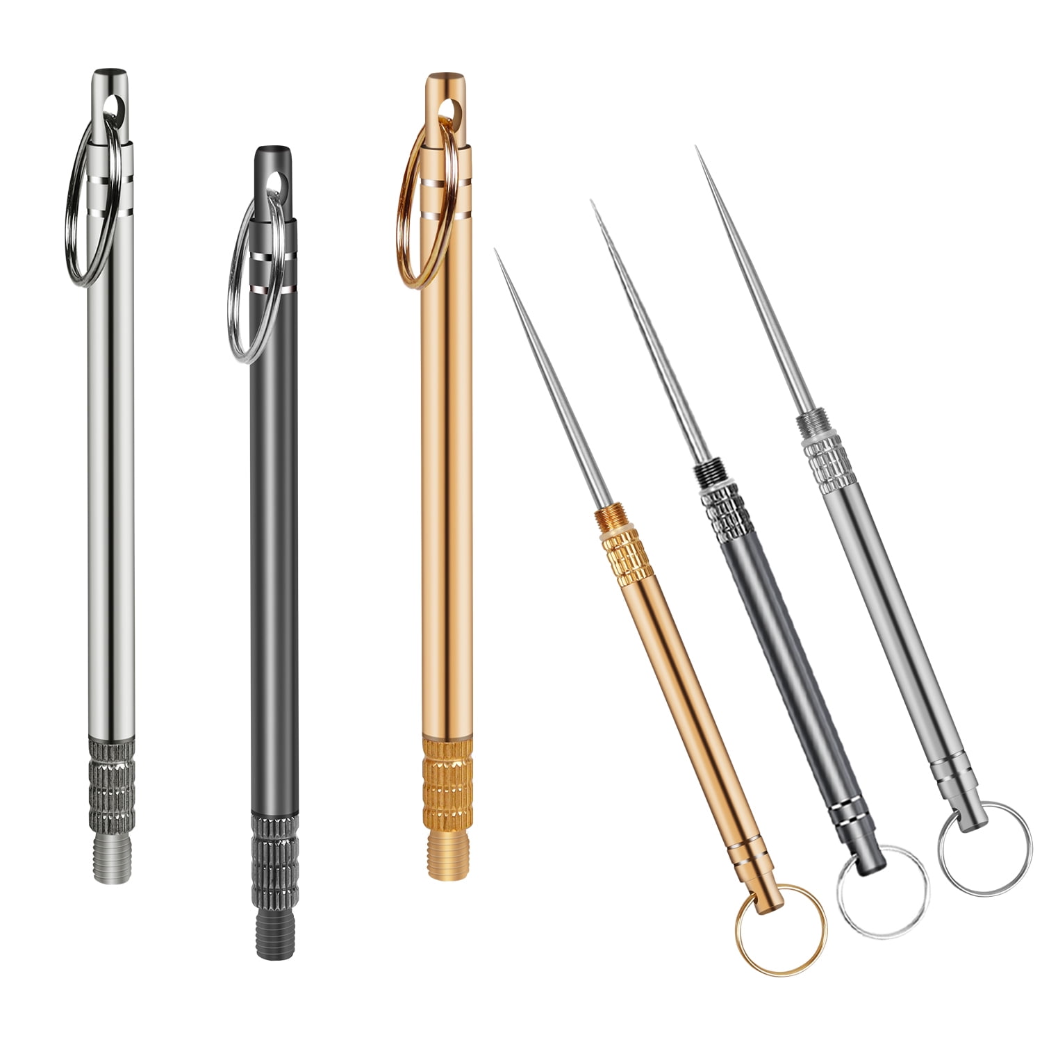 Tikysky 3 Pieces Portable Titanium Toothpicks,Metal Toothpick for Teeth