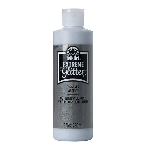 FolkArt Extreme Glitter Acrylic Craft Paint, Silver, 8 fl oz