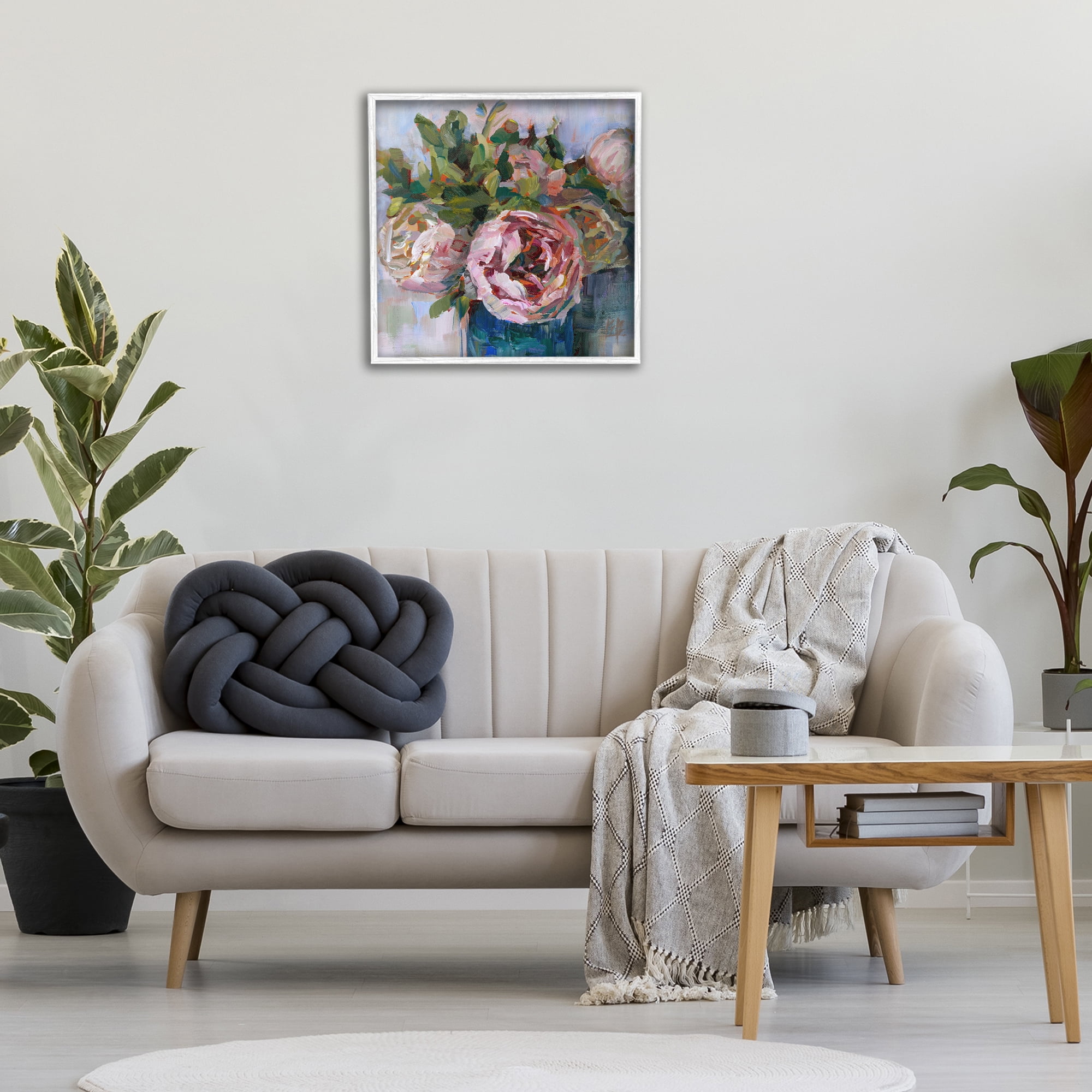 Stupell Industries Full Ranunculus Bouquet Botanical & Floral Painting White Framed Art Print Wall Art, 24 x 24