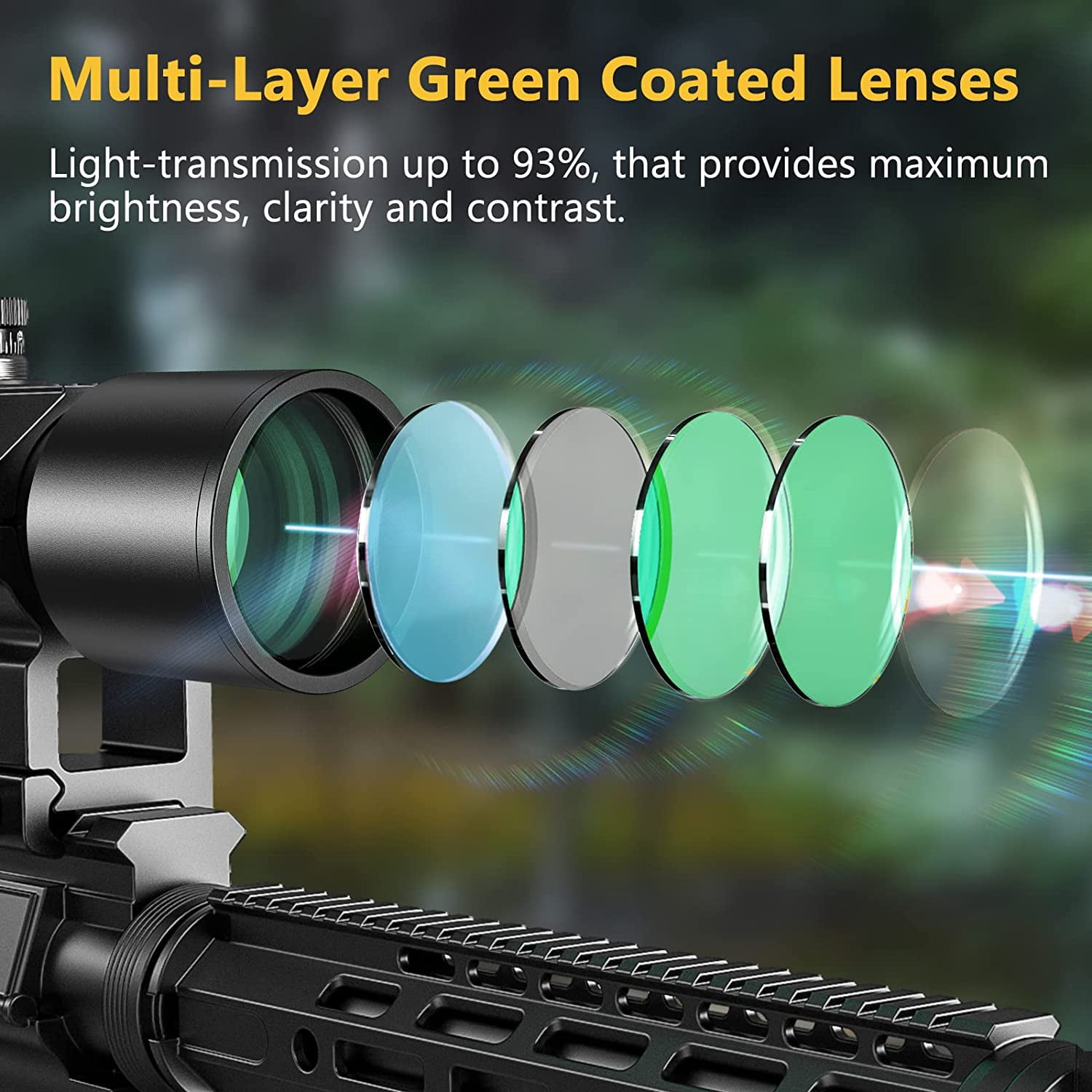 CVLIFE 1.5-5x32 Scope, 20-100 Yards Ballistic Reticle, Red Green Illuminated for Hunting Crossbow