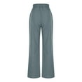 thumbnail image 6 of JUSLIO Linen Pants Women Casual Lace-up Linen Comfortable Straight Leg Pants Gray XL, 6 of 9