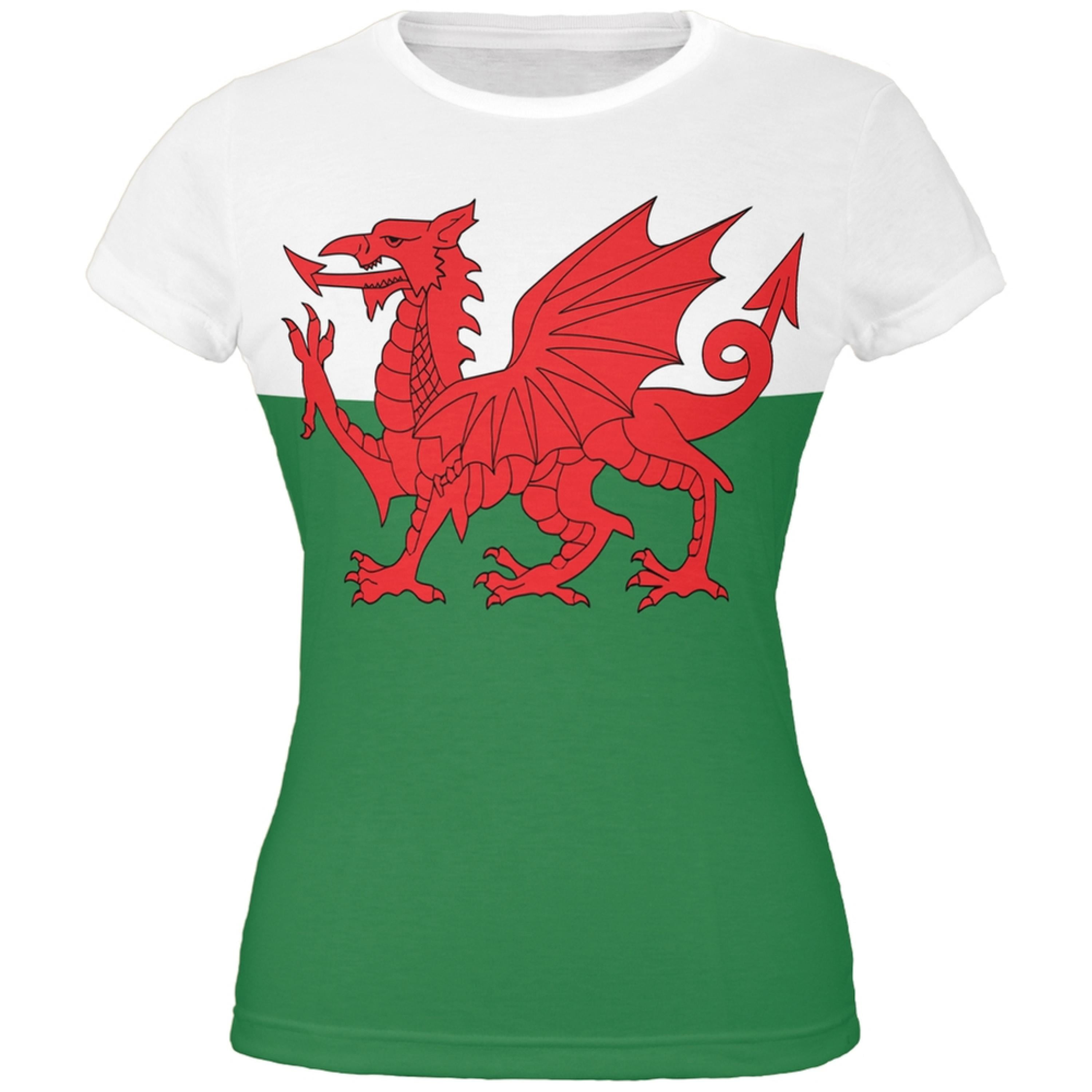 Welsh Flag All Over Juniors T-Shirt by Old Glory