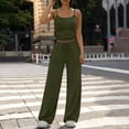 thumbnail image 5 of Lounge Sets for Women Adjustable Strap Backless Tops and Elastic High Waist Straight Leg Pants 2 Piece Gym Workout Sets Loungewear, 5 of 7