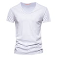 thumbnail image 1 of Calidad de marca 100% algodón Camiseta de los hombres Camisetas sólidas ajustadas con diseño de moda con cuello en V Camisetas para hombre Camiseta de manga corta para hombre, 1 of 4