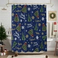 thumbnail image 7 of Shower Curtain 72"W x 72"L Vintage Christmas Trees Snowflakes Blue Fabric Shower Curtains Set with Hooks Water Repellent Bathroom Curtains Machine Washable Bathroom Accessories, 7 of 7