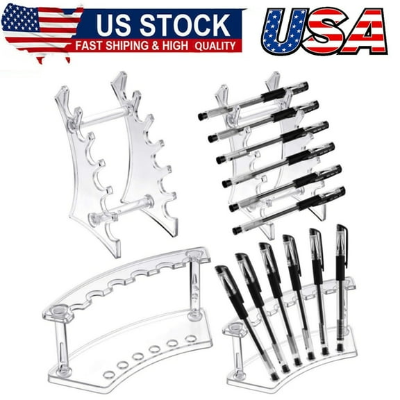 4 Pieces Pen Display Stand Acrylic pen Holder Clear Pen Stand Rack Organizer Nail Brush Holder Stand for Make Up Brush