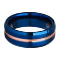 thumbnail image 2 of Blue Tungsten Ring,Rose Gold Tungsten Ring,8mm Wedding Ring,Engagement Ring,Tungsten Carbide Ring,Brush, 2 of 4