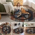 thumbnail image 5 of Western Texas Star Retro Round Area Rug 5Ft Washable Circle Rugs for Living Room Bedroom, Country Farmhouse Brown Wooden Non-Slip Carpet Floor Mats Indoor Outdoor Carpet Runner Aesthetic Home Decor, 5 of 8