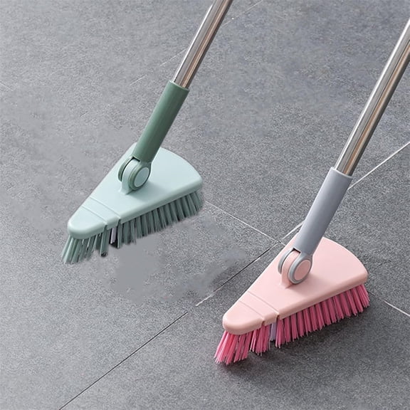 Triangular Floor Scrub Brush, Adjustable Long Handle Cleaning Brush, Rotatable Hard Bristle Deck Scrubber, Multi-Surface Cleaning Tool for Bathroom Tile, Garage Floor, Patio, Corner Stain Removal