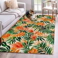 thumbnail image 3 of 3x5 Area Rugs, Orange Green Palm Leaves Non-Skid Rubber Backing Large Rectangle Rugs - Living Room Bedroom Home Office, Summer Tropical Floral Indoor Floor Mat Carpets Washable Rug, 3 of 9