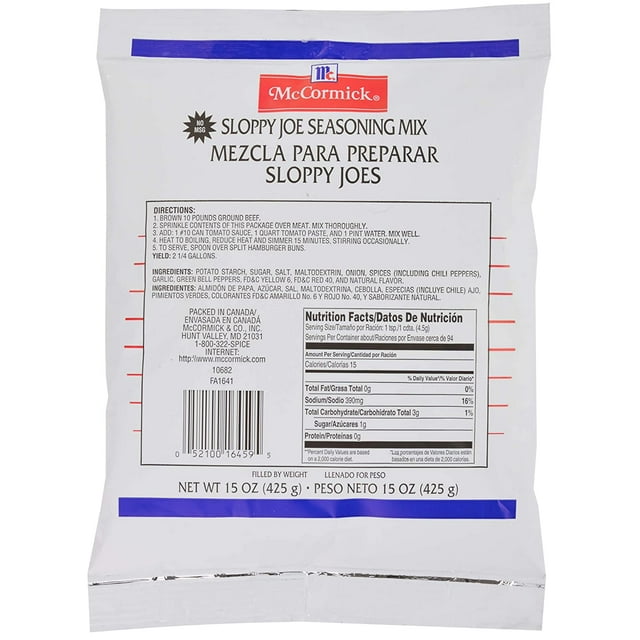 Mccormick & Co Sloppy Joe Seasoning Mix, 15 Oz