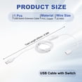 thumbnail image 2 of Cable de Extensión USB Uxcell con Interruptor, Cable de Alimentación con Interruptor de Botón Inline para Tira LED Lámpara de Escritorio Blanco 6.56 ft 1, 2 of 7