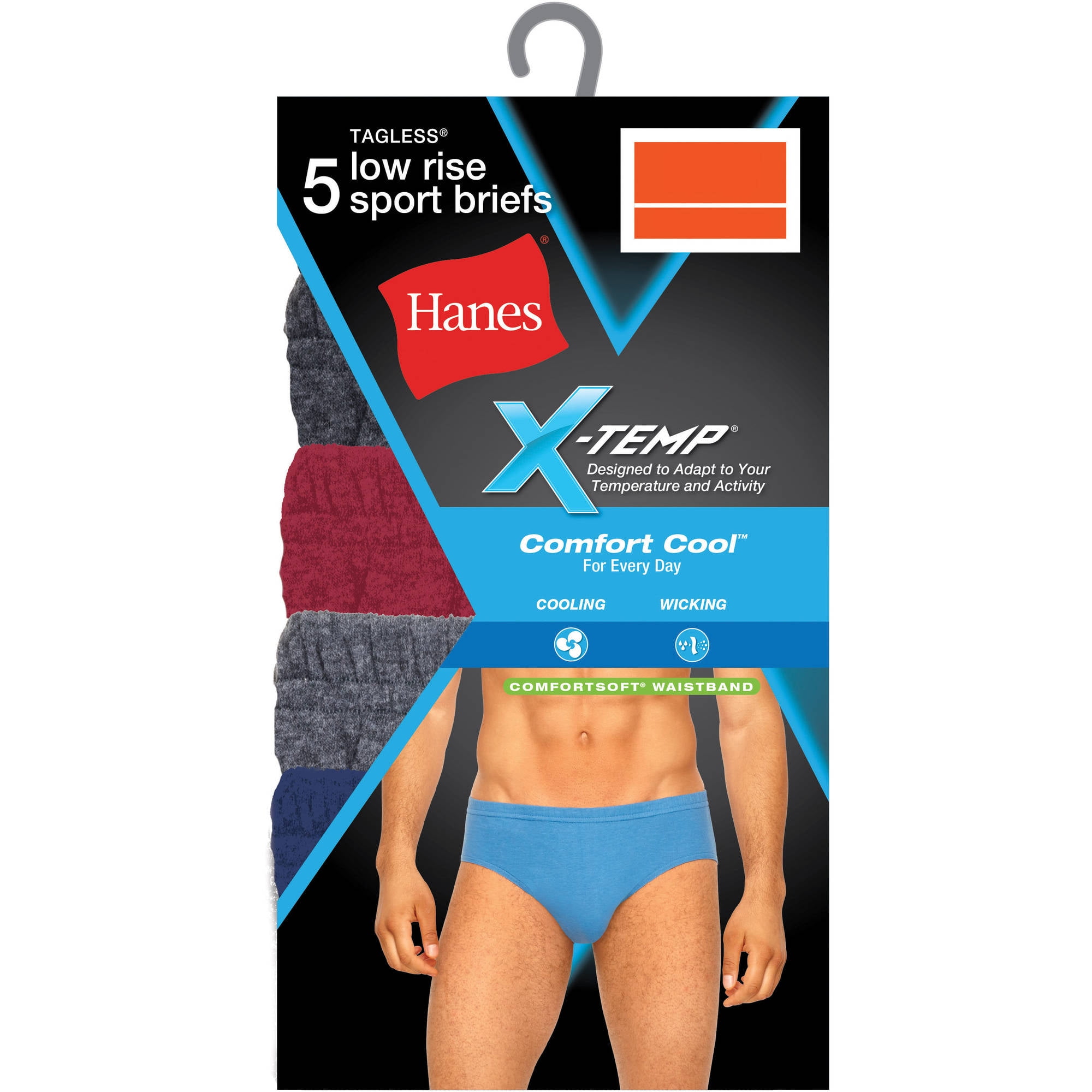 Hanes Men's X-Temp Low Rise Sport Briefs, 5 Pack, Assorted Colors