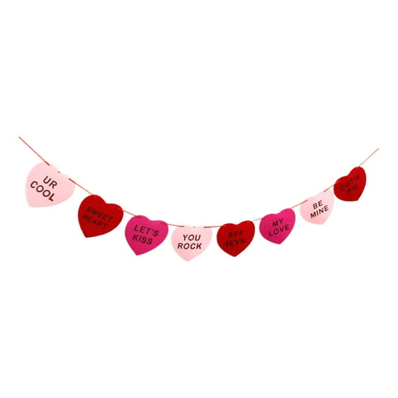 Mobutofu Valentines Day Party Home Decorations Felt 1Set 118x5.9x0.08In