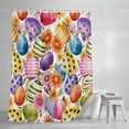 thumbnail image 4 of Easter Colorful Eggs Standard Shower Curtain Set, Waterproof Shower Curtains for Bathroom, Farmhouse Floral Polka Dot Washable Fabric Cloth Bath Curtain for Bathtub Decoration with Hooks 72x72 Inches, 4 of 9