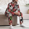 thumbnail image 7 of Honeii Skull and Roses Pattern Mens Pajamas Set,2pcs Men's Lounge Long Sleeve Sleep Shirt and Pajama Bottoms Sleepwear Set,Mens Pjs Sets-Small, 7 of 7