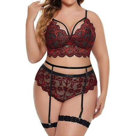 

Women Lingerie Set Floral Lace Plus Size Lingerie Sets For Women Sexy Lace Floral Scallop Trim Sling Bras And Panties Summer Thin Underwear Womens Black Lingerie Lace Black Lingerie