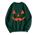 thumbnail image 3 of Womens Sweatshirts Halloween Classic Punpkin Face Print Sweatshirt Fall Long Sleeve Pullover Tops (Dark Green XXL), 3 of 4