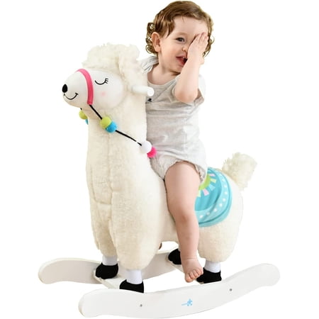 HC Child Rocking Horse Plush, Stuffed Animal Rocker Toy, 2 in 1 Yellow ...