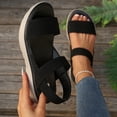 thumbnail image 6 of SZJXBUY Wide Width Platform Sandals for Women Open Toe Elegant Flat Wedge Sandals Summer Comfortable Elastic Ankle Strap Dressy Shoes Black,36, 6 of 9