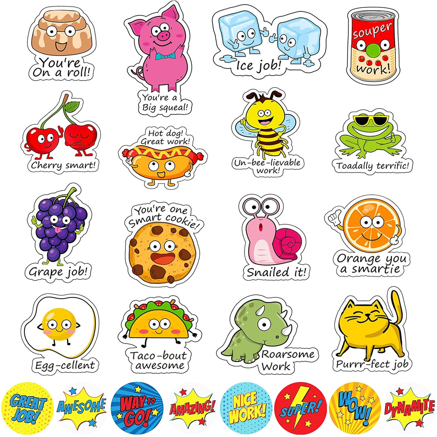500 Stickers/Roll Stickers Reward Encouraging Stickers Children  Inspirational Kindergarten Primary School Little Red Flower Cute Animal  Labels