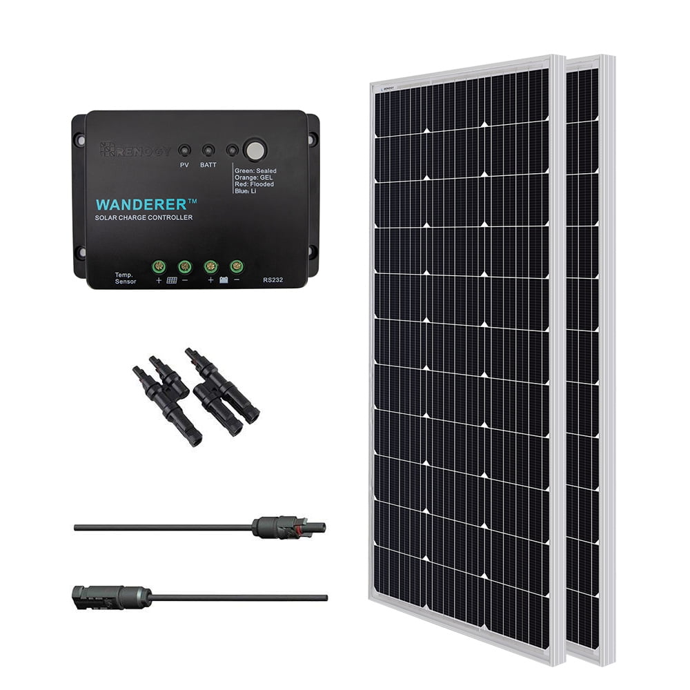 Renogy 200W 12V Solar Panel Monocrystalline Bundle Off Grid Power Kit