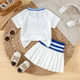 thumbnail image 4 of Girls 18 Month Clothes Toddler Baby Girls Summer Linen Clothes Floral Sleeveless Ruffled Tank Shirt Top + Skirt Set 12 18 24 Month 2T 3T,Blue, 4 of 6