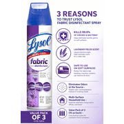 Lysol Fabric Disinfectant Spray, Sanitizing And Antibacterial Spray, For Disinfecting And Deodorizing Soft Furnishings, Lavender Fields 15 Fl. Oz (Pack Of 3)