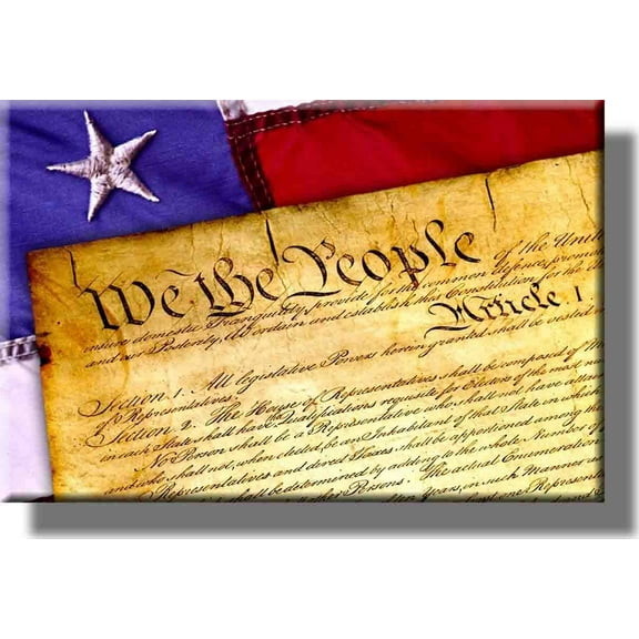 Constitution and Flag, We The People Picture on Stretched Canvas, Wall Art D?cor, Ready to Hang!