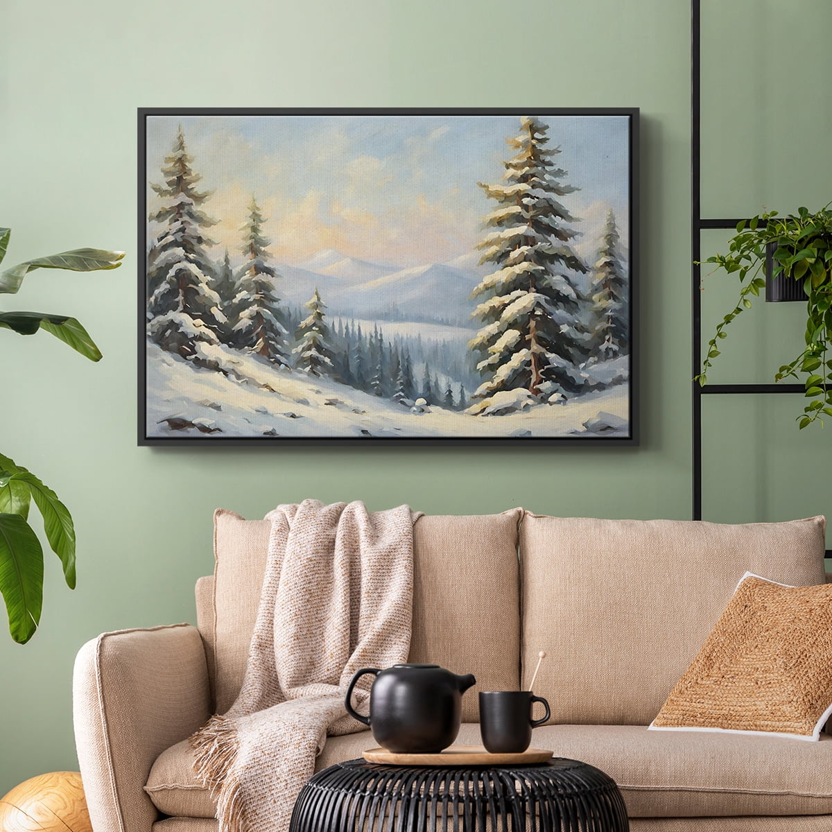 Vintage Landscape-CCIV By Wexford Home Framed in Black Wood Gallery Wrapped Canvas 25 in. x 37 in.