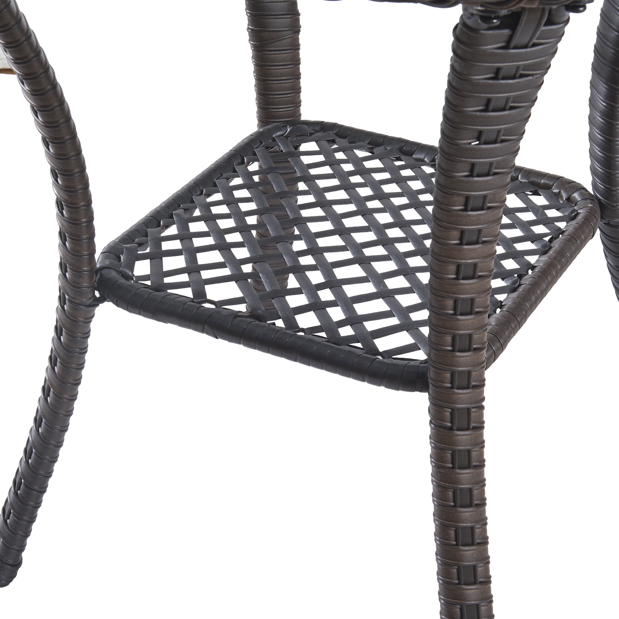 PARKWELL Outdoor Patio Side Table Square Wicker End Table with Glass Top, Gray