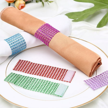 Elegant Wedding Table Settings - CUH Set of 6 Diamond Napkin Rings Bling Table Top Decorations Perfect for Events Place Settings Wedding Dinner Receptions Dinner or Holiday Parties Gatherings