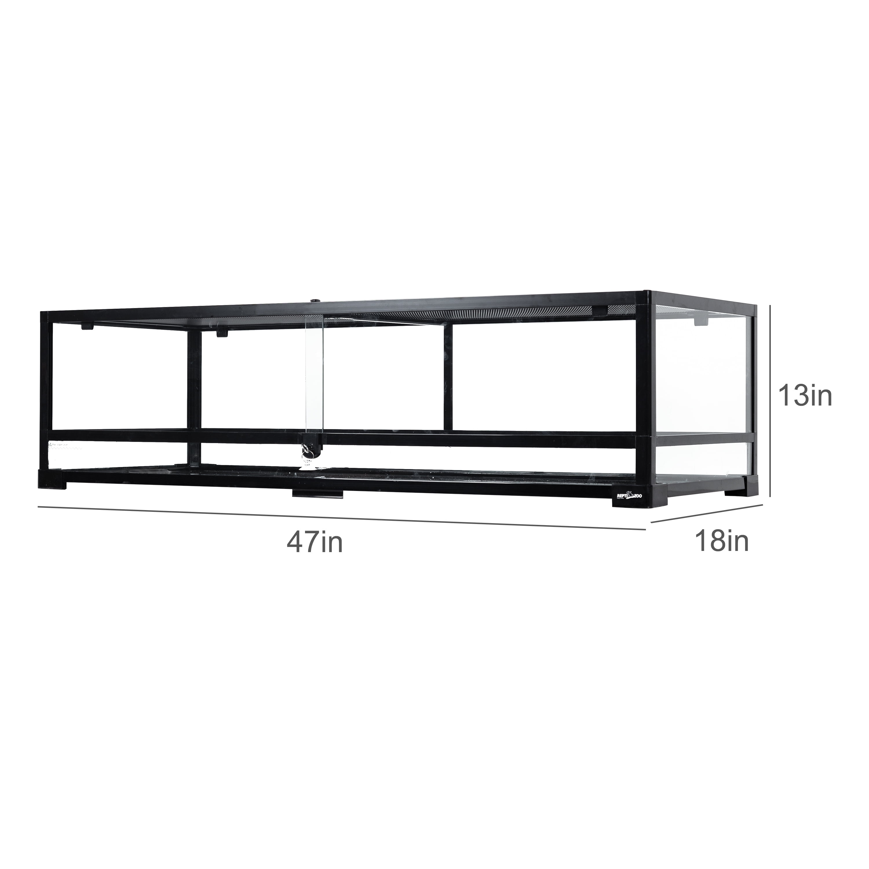 REPTI-ZOO 47 Gallon Reptile Large Terrarium Upgrade Glass Front Opening Tank Sliding Door with Screen Ventilation Reptile Terrarium About 48" x 18" x 12.6"(Knock-Down)