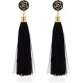 thumbnail image 1 of 2023 Pendientes colgantes de borlas de hilo largo con forma de rosa, Pendientes llamativos con borlas bohemias, 1 of 5