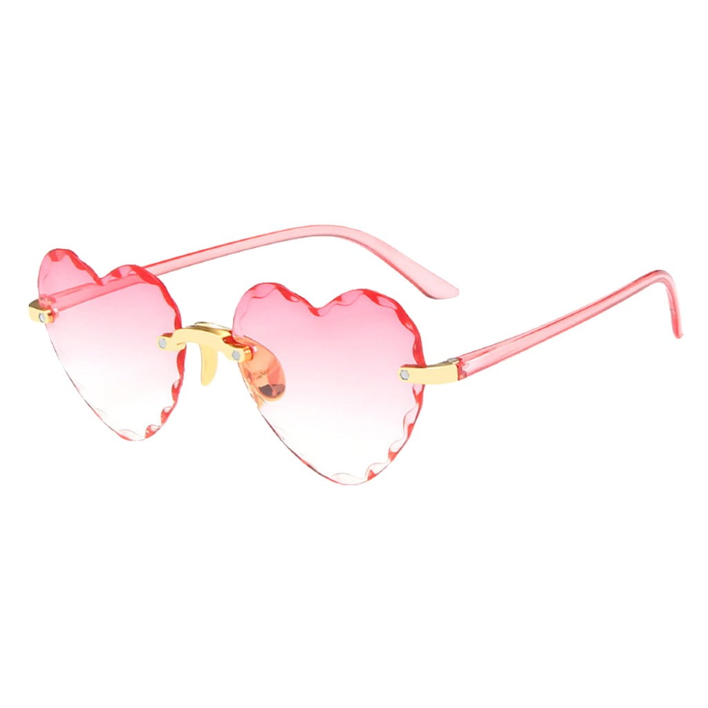 Penkiiy Heart Shaped Sunglasses Rimless Candy Color Glasses for