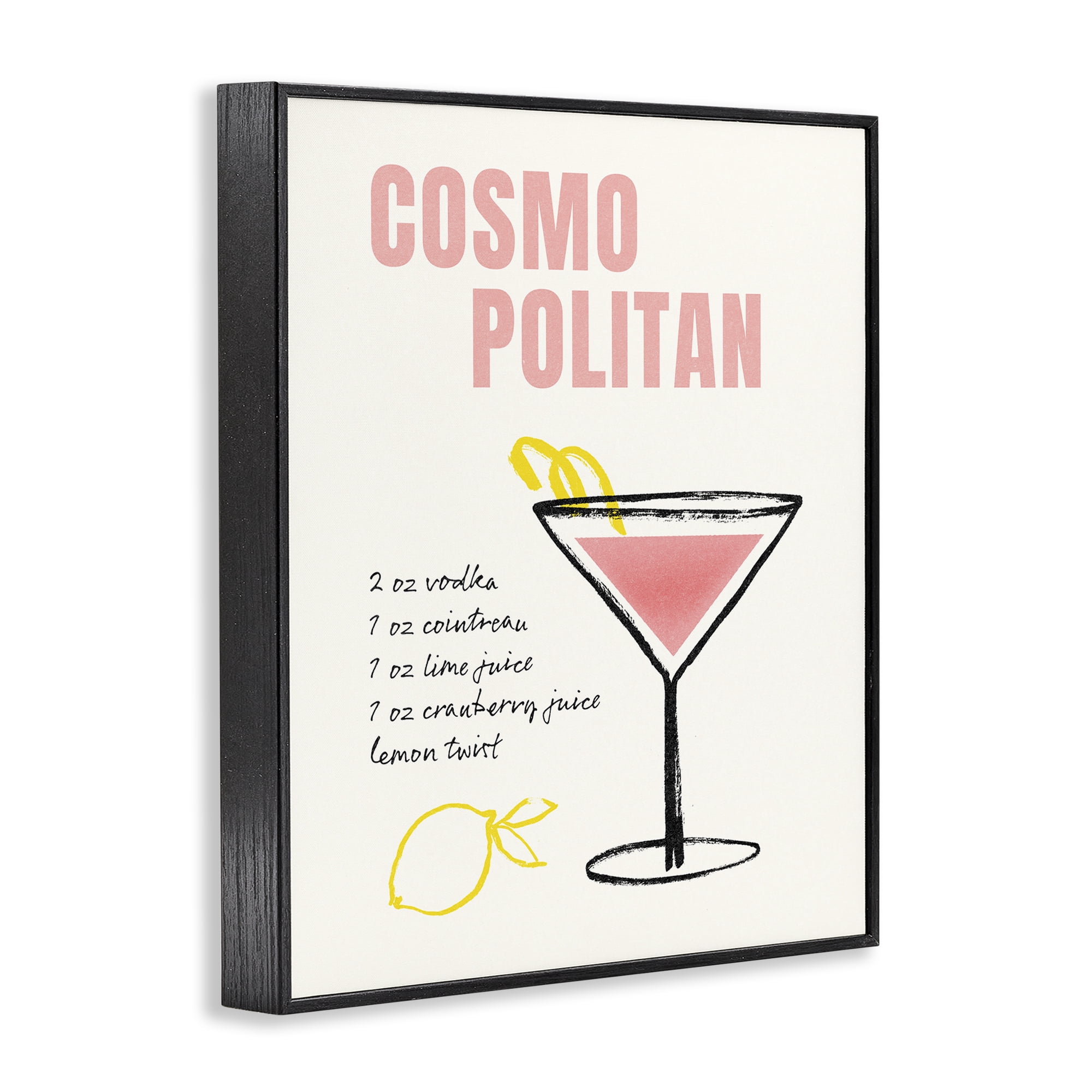 Stupell Industries Cosmopolitan Drink Recipe Food & Beverage Painting Black Framed Art Print Wall Art, 24 x 30