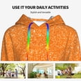 thumbnail image 4 of Fotbe Orange Glitter2 Pattern Womens Long Sleeve Hoodie, Pullover Hooded Sweatshirt, Kangaroo Pocket Hoodie with Eye-catching Drawstrings-X-Large, 4 of 7