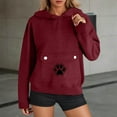 thumbnail image 4 of Women's Trendy Hoodies Pet Pouch Sweatshirt Pullover Long Sleeve Casual Loose Hooded Tops Gift for Dog Cat Lovers (M, Wine), 4 of 7