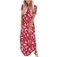 thumbnail image 2 of Offres du Jour Liquidation Iumwxz Robe à Manches Courtes Col Rond pour Femme Tunique Décontractée Robes Maxi Amples Robes Graphiques Florales Robes d'Été Décontractées pour Femmes Robe Délicieuse pour les Vacances, 2 of 6