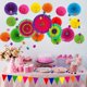 thumbnail image 4 of Juego de decoración de fiesta de 22 paquetes con abanicos de papel colgantes, flores de pompones, banderines triangulares, guirnaldas, lunares y confeti de papel para nacimiento, 4 of 4