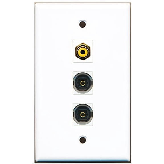 RiteAV - 1 Port RCA Yellow 2 Port Toslink Wall Plate
