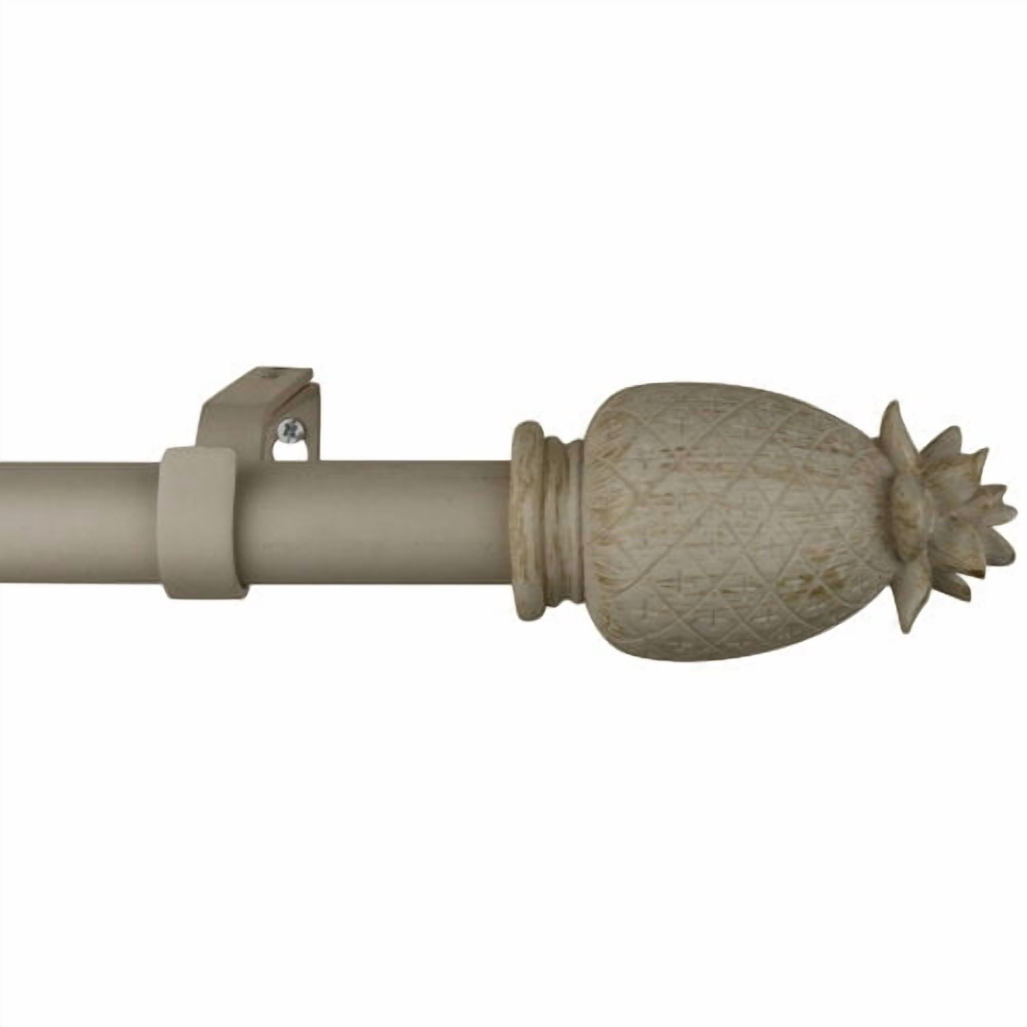 Urbanest Adjustable Single Curtain Rod Set Pineapple Finials – 1 - Inch Diameter, With Cottage Rod, 84–120 Inches