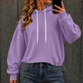 thumbnail image 3 of Crop Hoodies for Women - Loose Pullover Hooded Sweatshirt - Long Sleeve Drawstring Fashion Loungewear Tops, 3 of 6