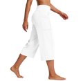 thumbnail image 6 of MLQIDK White Yoga Capri Pants for Women Yoga Capri Pants Elastic Waist Knee Length Ladies Leggings Dressy Casual Pedal Pushers with Pockets White L, 6 of 6