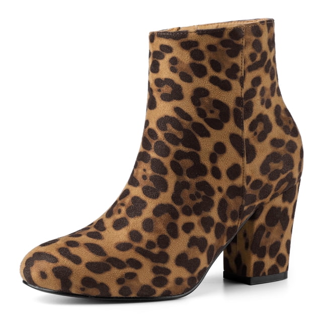 Unique Bargains Bottines à Talon Bloc à Fermeture Éclair Latérale pour Femmes