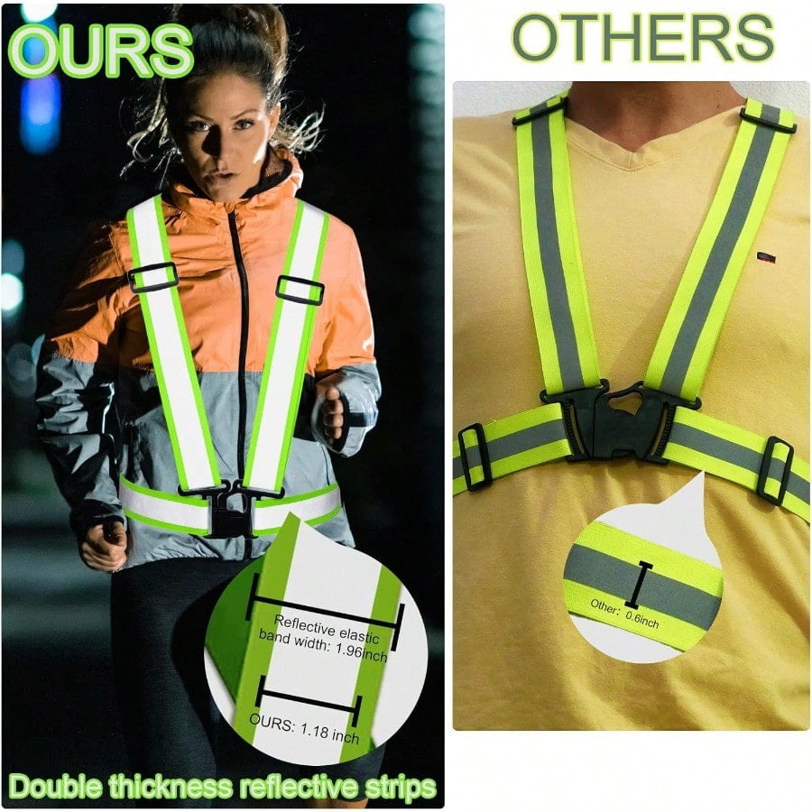 Reflective Safety Vests Adjustable Elastic High Visibility Straps For Men Women Walking Running Cycling Work