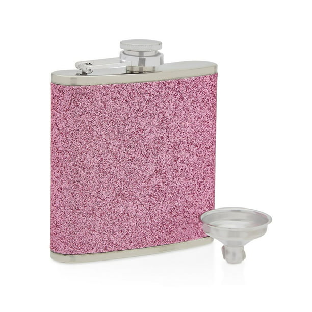 Set of Pcs Pink Glitter Stainless Steel Hip Pocket Liquor Flask, Camping Flasks with Funnel for Women, - Walmart.com