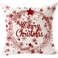 thumbnail image 4 of Set of 4 Throw Pillow Cover Merry Christmas Tree Snowflake Cotton Linen Throw Pillow Case Cushion Cover for Sofa Bed Couch Home Office Decorative Square 18 X 18 Inches (Cerise), 4 of 5
