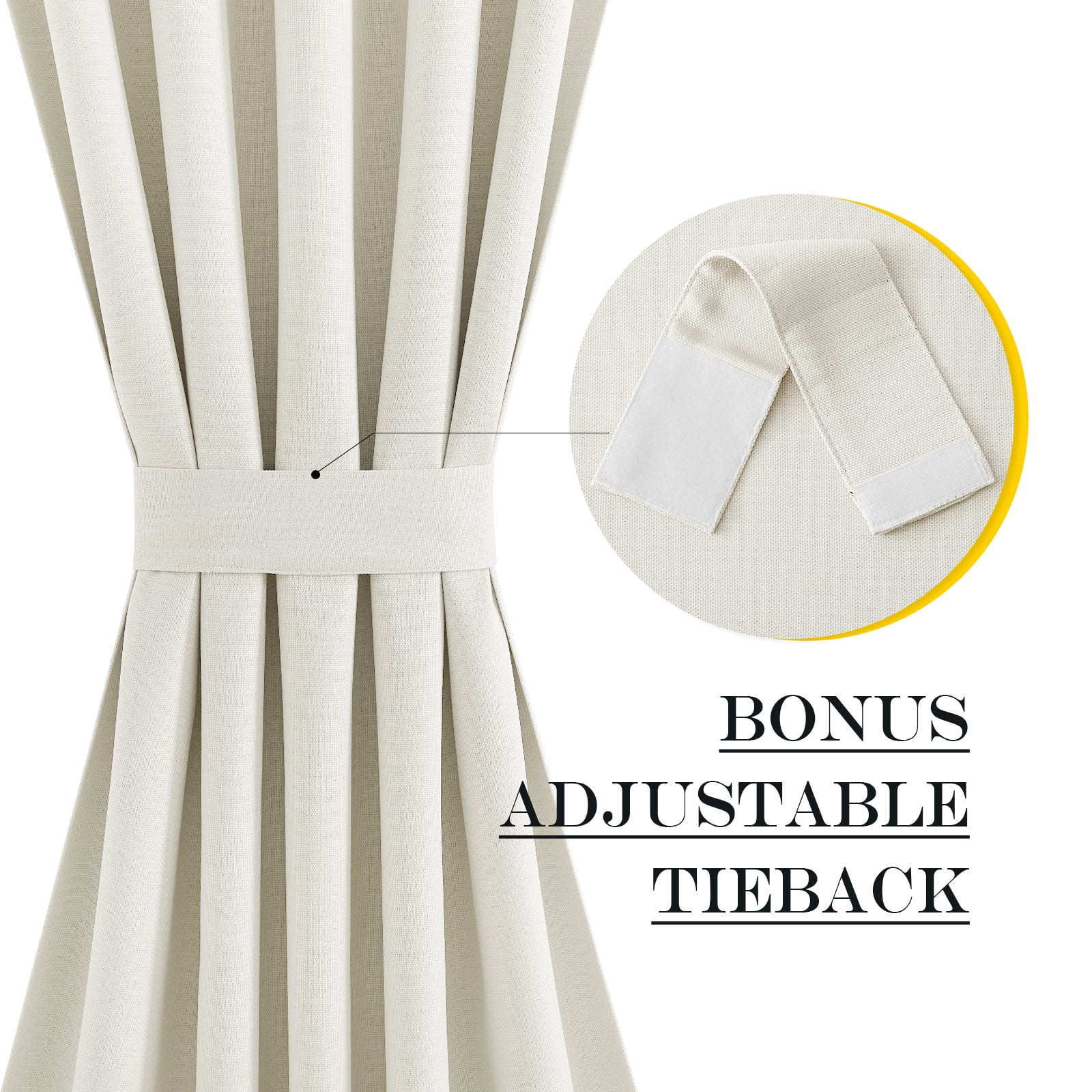 NICETOWN Door Curtains Dual Rod Pocket Faux Linen Blackout Room Darkening Door Curtain for Privacy Window Drape, 25"x72", Natural, 1 Panel